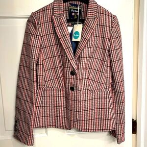 Boden Elizabeth British 
Tweed Blazer pink plaid size 4 NWOT
